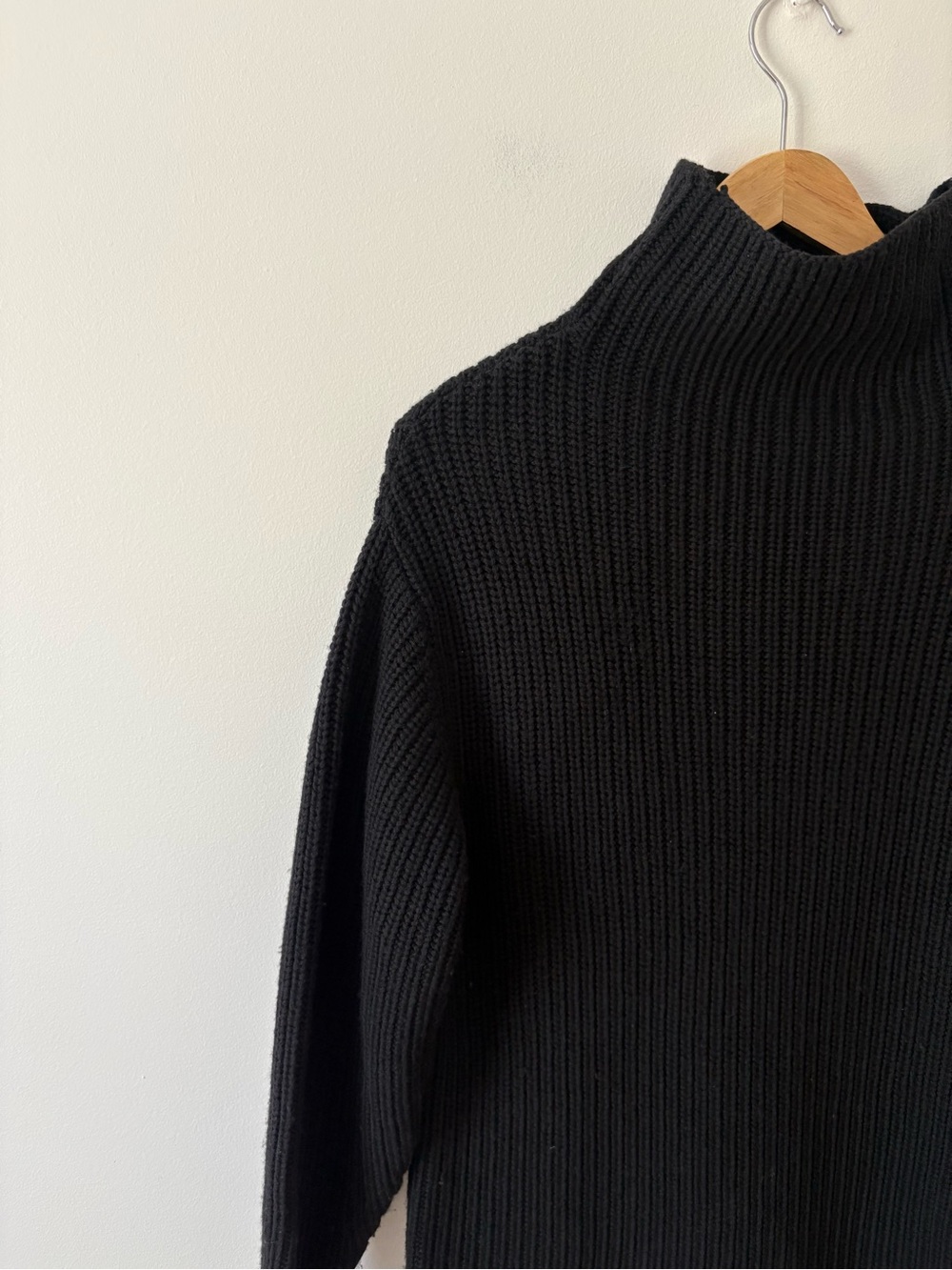 Wilfred Aritzia Black Merino Wool Knit Sweater Dress MockNeck Size XS Minimalist - Picture 4 of 10